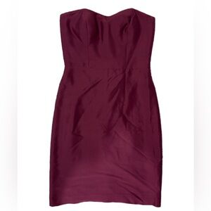 Jenny Yoo Collection Womens Size 0 Plum Strapless Silk Bridesmaid Dress